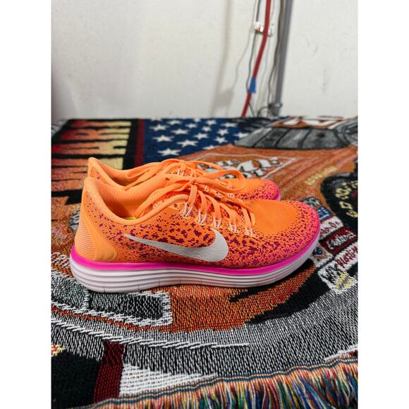 Nike Flyknit Lunar 3 – Bright Crimson / Hyper Pink (827116-800) Size 6.5 Women's - Picture 1 of 5